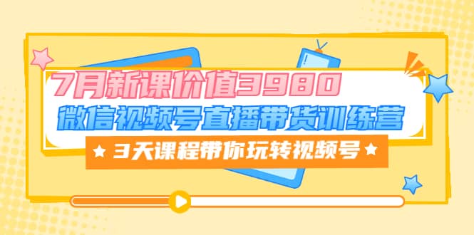 微信视频号直播带货训练营，3天课程带你玩转视频号：7月新课价值3980-克用笔记