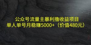 公众号流量主暴利撸收益项目，单人单号月稳赚5000 （价值480元）-克用笔记