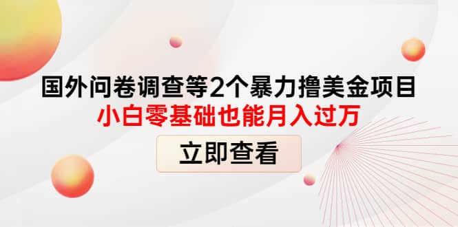 国外问卷调查等2个暴力撸美元项目，小白零基础也能月入过万-克用笔记