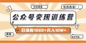 【某公众号变现营第二期】0成本日涨粉1000 让你月赚10W （8月24号更新）-克用笔记