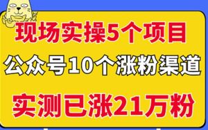 现场实操5个公众号项目，10个涨粉渠道，实测已涨21万粉！-克用笔记
