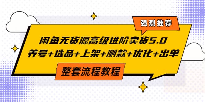 闲鱼无货源高级进阶卖货5.0，养号 选品 上架 测款 优化 出单整套流程教程-克用笔记