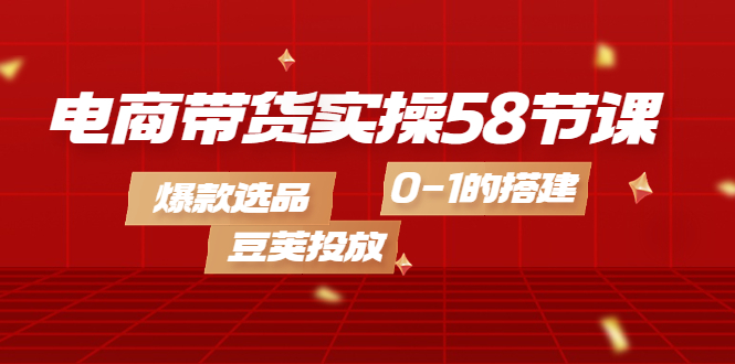电商带货实操58节课，爆款选品，豆荚投放，0-1的搭建-克用笔记