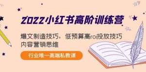 2022小红书高阶训练营：爆文制造技巧，低预算高roi投放技巧，内容营销思维-克用笔记