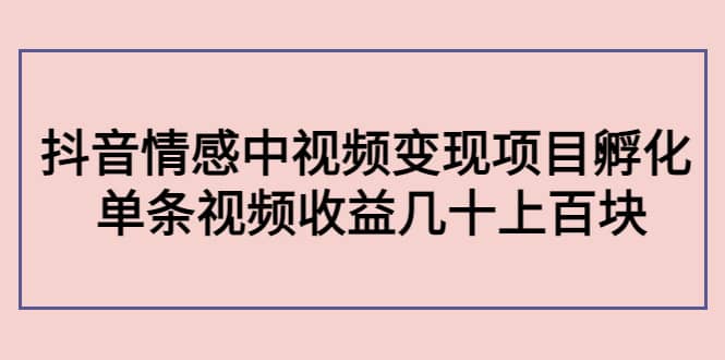 抖音情感中视频变现项目孵化-克用笔记
