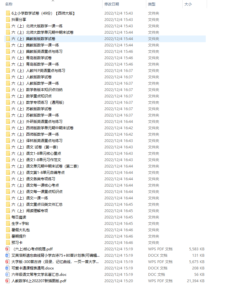图片[1]-小学|六年级上/下册教辅试题资料【打包】-克用笔记