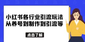 小红书各行业引流玩法，从养号到制作到引流等，一条龙分享给你-克用笔记