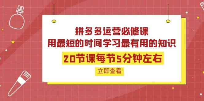 拼多多运营必修课：20节课每节5分钟左右，用最短的时间学习最有用的知识-克用笔记