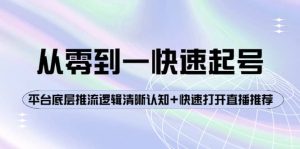 从零到一快速起号：平台底层推流逻辑清晰认知 快速打开直播推荐-克用笔记