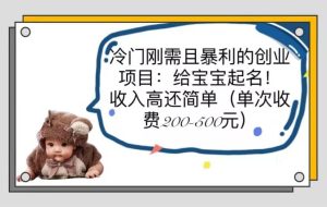 冷门刚需且暴利的创业项目：给宝宝起名！收入高还简单（单次200-500）-克用笔记