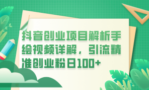 抖音创业项目解析手绘视频详解，引流精准创业粉日100-克用笔记