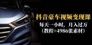 抖音豪车视频变现分享课：每天一小时，月入过万（教程 4986张素材）-克用笔记