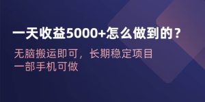 一天收益5000 怎么做到的？无脑搬运即可，长期稳定项目，一部手机可做-克用笔记