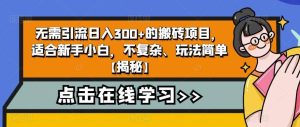 无需引流日入300 的搬砖项目，适合新手小白，不复杂、玩法简单【揭秘】-克用笔记