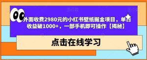 外面收费2980元的小红书壁纸掘金项目，单日收益破1000 ，一部手机即可操作【揭秘】-克用笔记