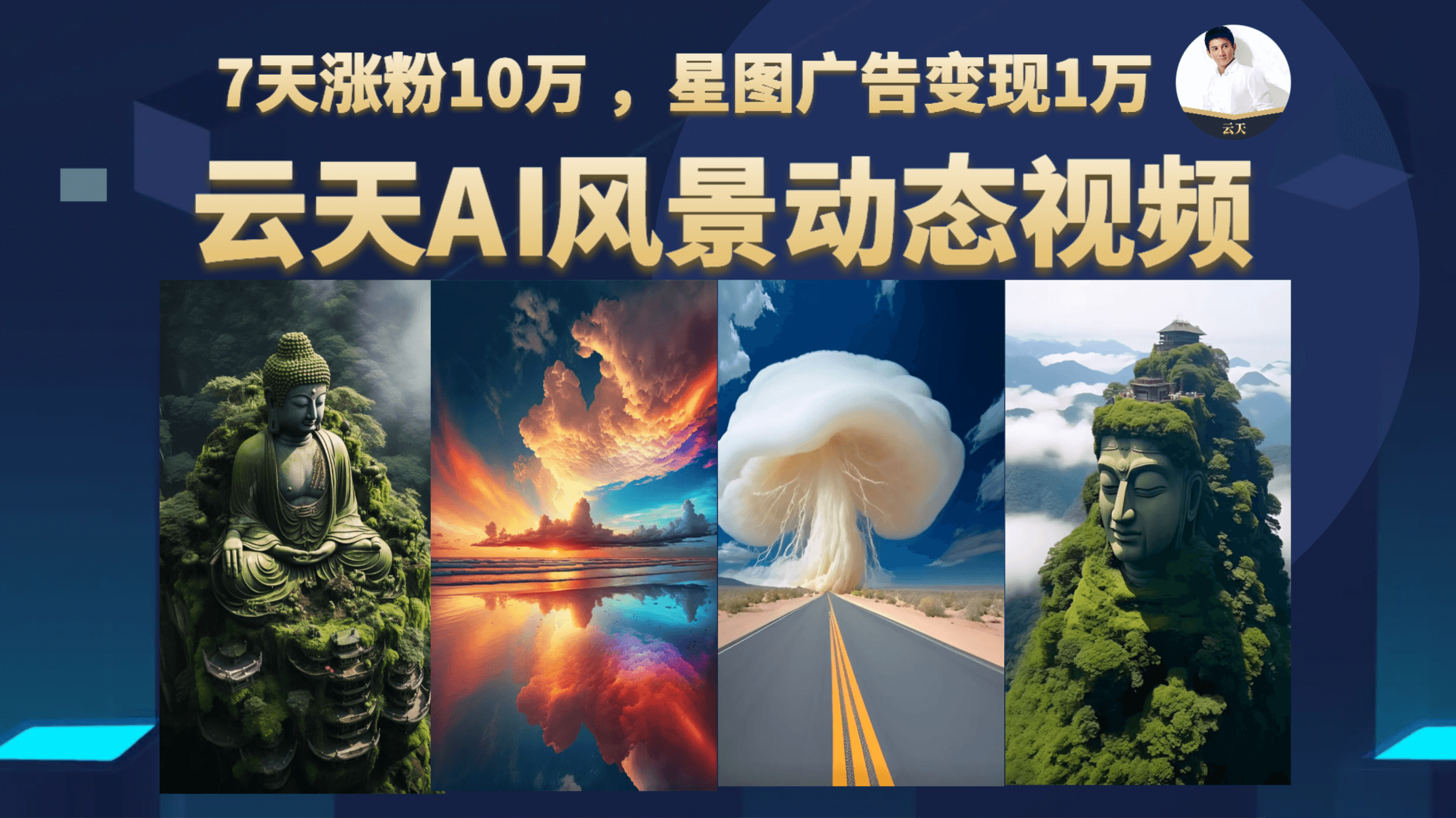 云天AI风景动图视频制作，7天涨粉10万 ，星图广告变现1万-克用笔记