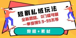 短剧私域玩法，全新思路，0门槛可做，一单变现9.9-99不等（教程 素材）-克用笔记