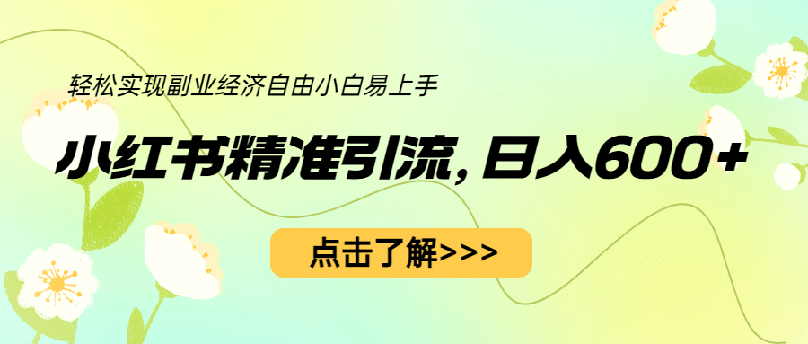 小红书精准引流，小白日入600 ，轻松实现副业经济自由（教程 1153G资源）-克用笔记