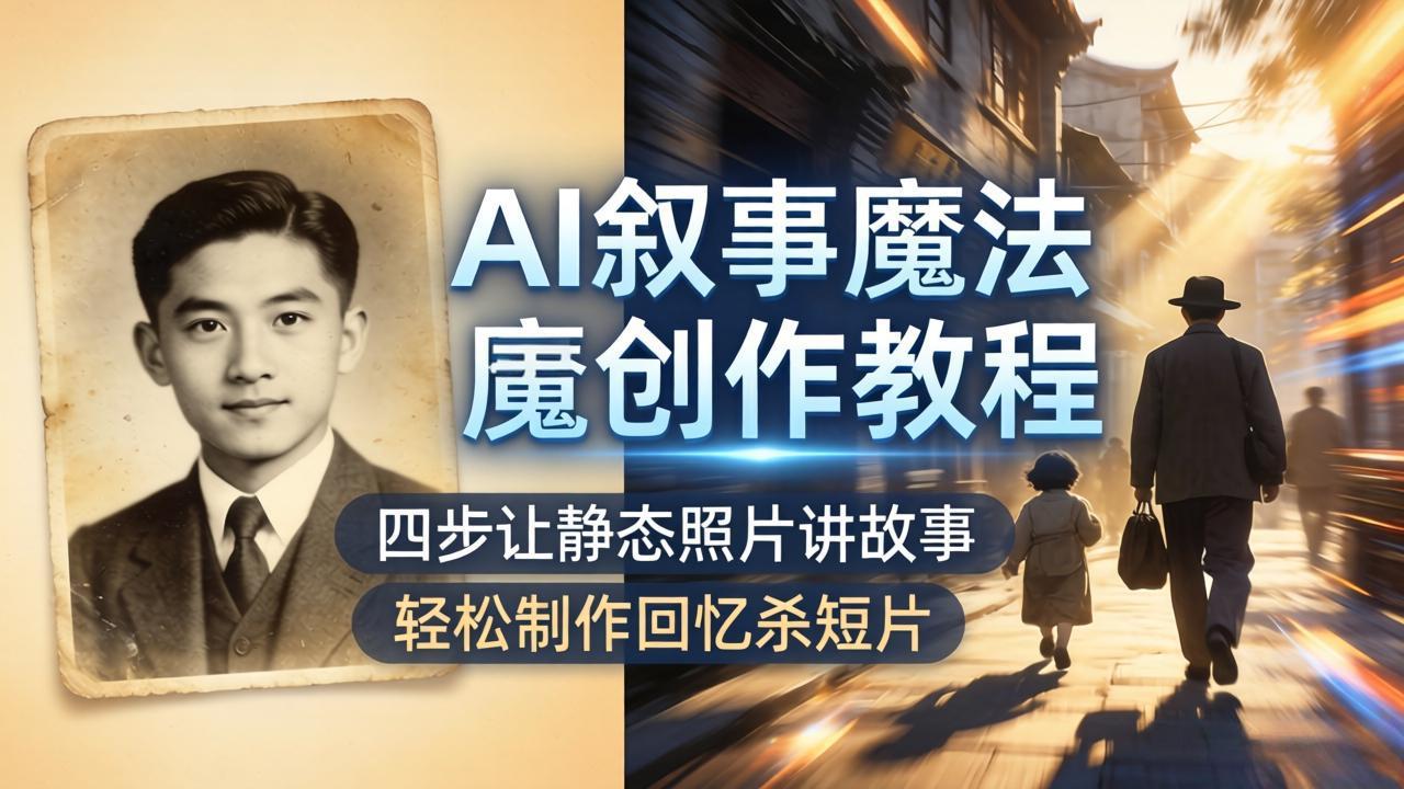 AI叙事魔法创作教程，四步让静态照片讲故事，老照片修复加动态特效，轻松制作回忆杀短片-克用笔记