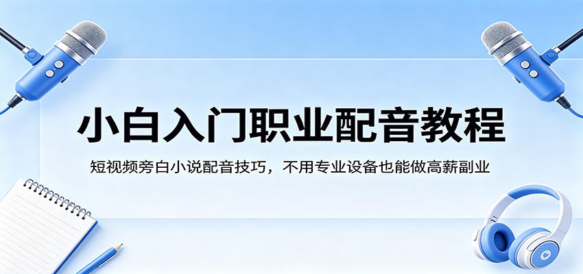 小白入门职业配音教程，短视频旁白小说配音技巧，不用专业设备也能做高薪副业-克用笔记