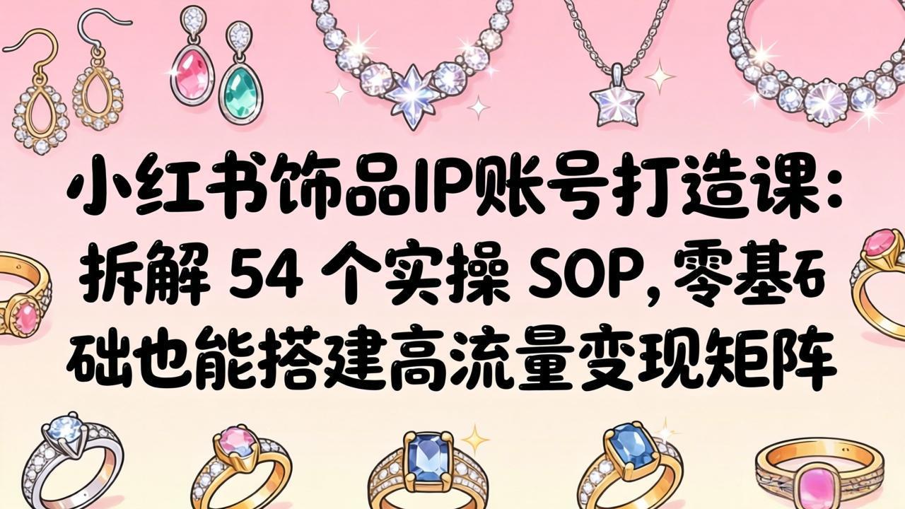 小红书饰品IP账号打造课：拆解 54 个实操 SOP，零基础也能搭建高流量变现矩阵-克用笔记