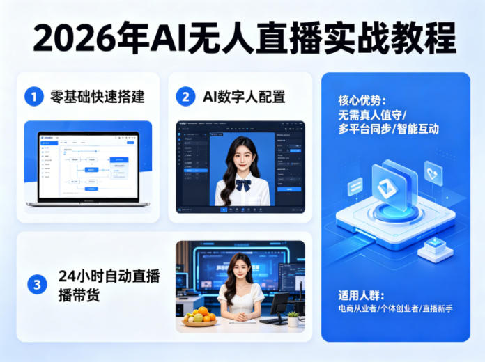 2026年AI无人直播实战教程，零基础也能快速搭建AI数字人无人直播间，实现24小时自动直播带货-克用笔记