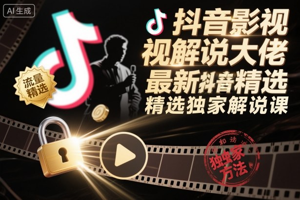 抖音影视解说大佬最新抖音进精选和独家方法，精选独家解说课(更新26年3月)-克用笔记