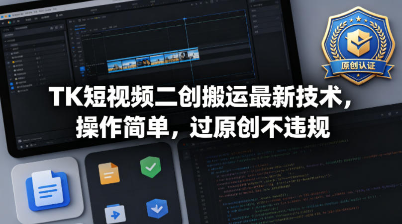 TK短视频二创搬运最新技术，操作简单，过原创不违规-克用笔记