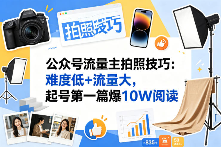 公众号流量主之拍照技巧赛道，难度低+流量大，起号第一篇就爆了10w阅读-克用笔记