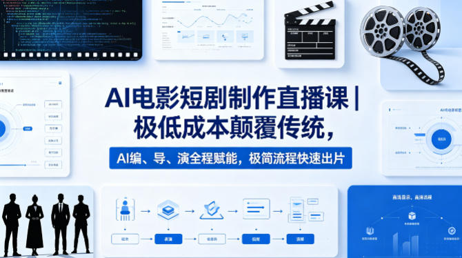 AI电影短剧制作直播课｜极低成本颠覆传统，AI编、导、演全程赋能，极简流程快速出片-克用笔记