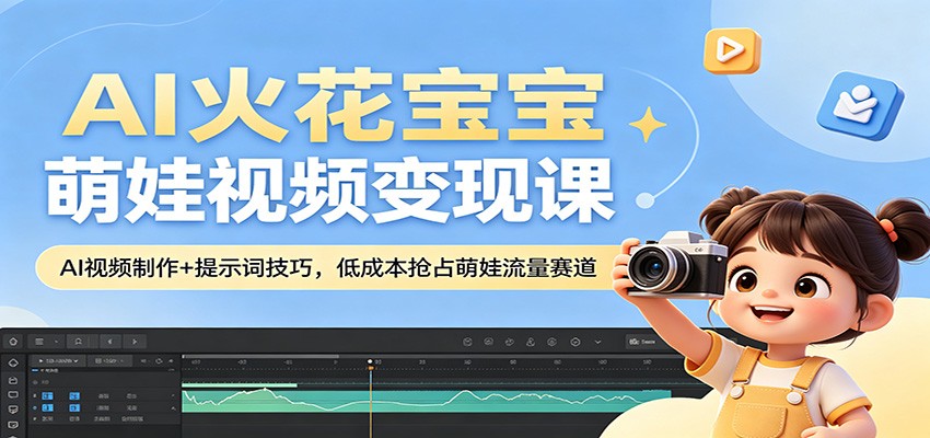 AI火花宝宝萌娃视频变现课：AI视频制作+提示词技巧，低成本抢占萌娃流量赛道-克用笔记