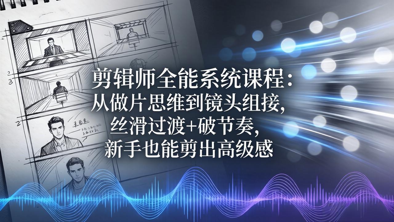 剪辑师全能系统课程：从做片思维到镜头组接，丝滑过渡+破节奏，新手也能剪出高级感-克用笔记