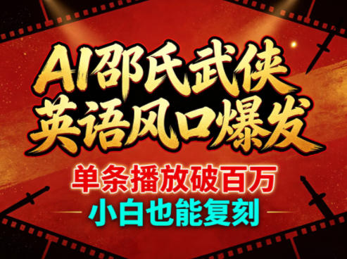 AI邵氏武侠英语风口爆发，单条播放破百万，小白也能复刻-克用笔记