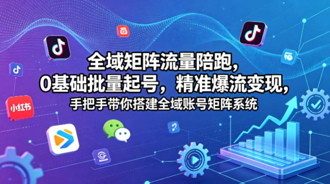 全域矩阵流量陪跑，0基础批量起号，精准爆流变现，手把手带你搭建全域账号矩阵系统-克用笔记