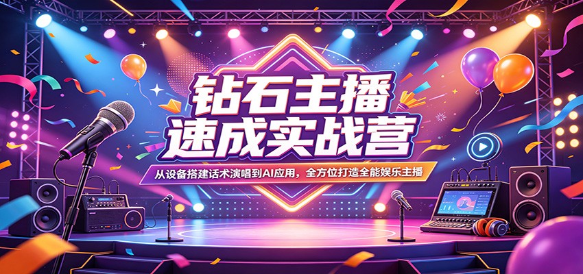 钻石主播速成实战营：从设备搭建话术演唱到AI应用，全方位打造全能娱乐主播-克用笔记