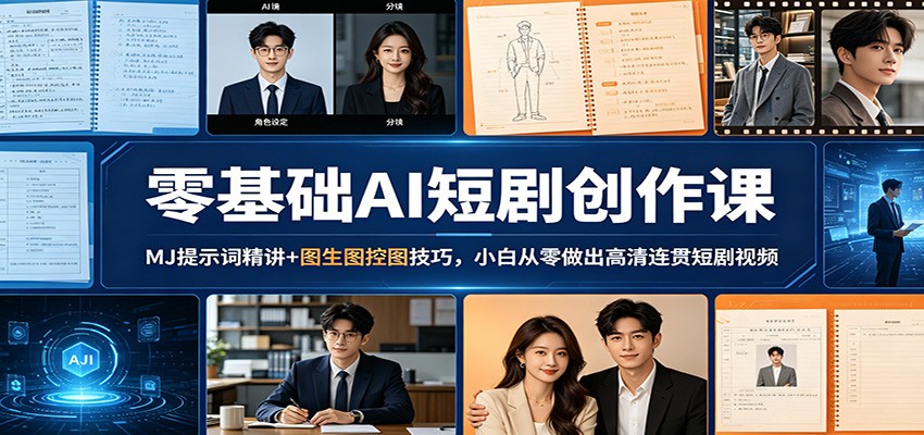 零基础AI短剧创作课：MJ提示词精讲+图生图控图技巧，小白从零做出高清连贯短剧视频-克用笔记