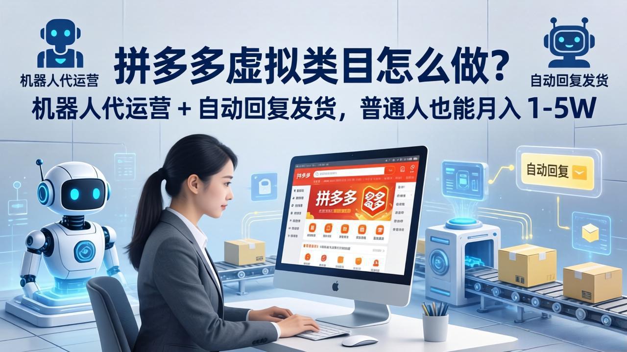 拼多多虚拟类目怎么做？机器人代运营 + 自动回复发货，普通人也能月入 1-5W-克用笔记