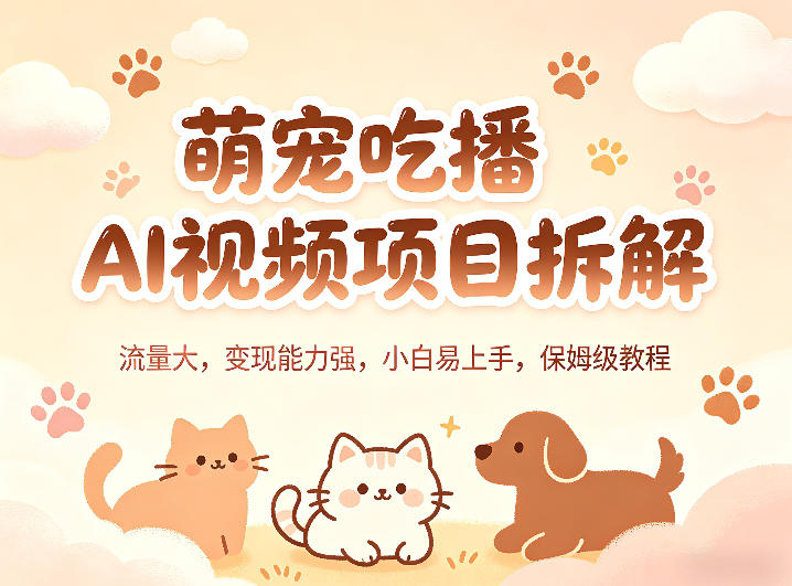 萌宠吃播AI视频项目拆解，流量大，变现能力强，小白易上手，保姆级教程-克用笔记
