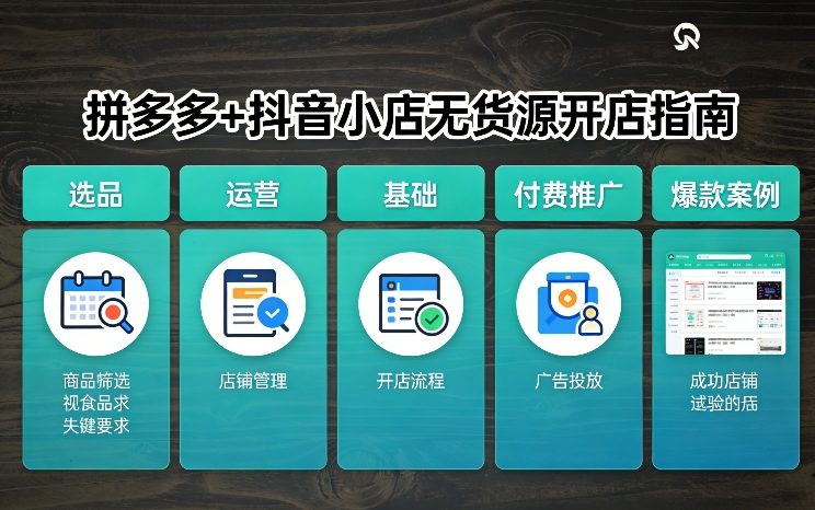 拼多多+抖音小店无货源开店，包括：选品、运营、基础、付费推广、爆款案例等(更新26年4月)-克用笔记