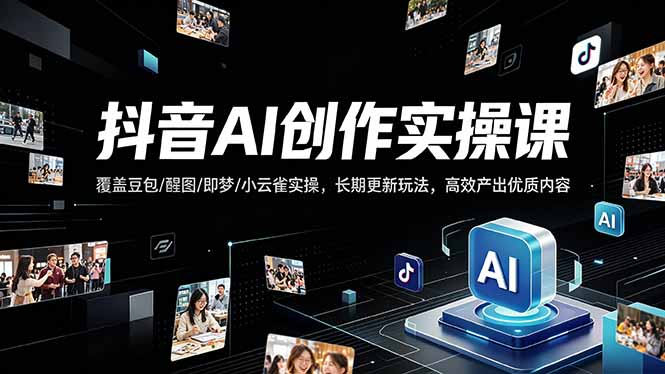 抖音AI创作变现课，覆盖豆包/醒图/即梦/小云雀实操，长期更新玩法，高效产出优质内容-克用笔记
