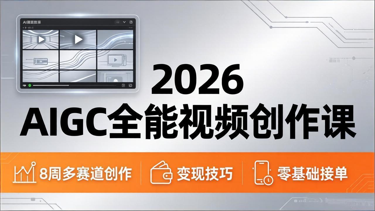 2026AIGC全能视频创作课，8周吃透多赛道创作+变现，零基础也能高效出片接单-克用笔记