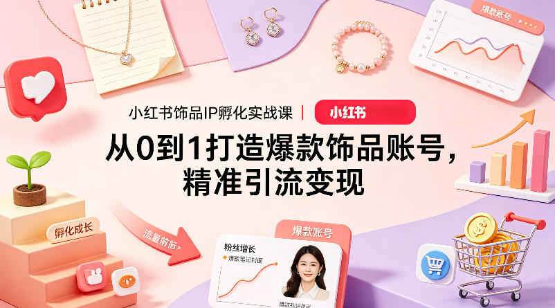 小红书饰品IP孵化实战课｜从0到1打造爆款饰品账号，精准引流变现-克用笔记