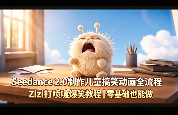 Seedance 2.0制作儿童搞笑动画全流程Zizi打喷嚏爆笑教程｜零基础也能做-克用笔记