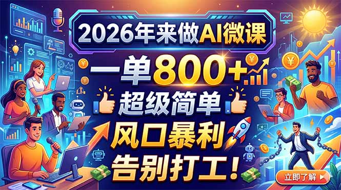 2026年来做AI微课，一单800+，超级简单，风口暴利，告别打工！-克用笔记