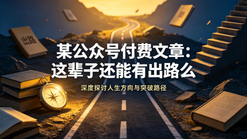 某公众号付费文章：这辈子还能有出路么-克用笔记