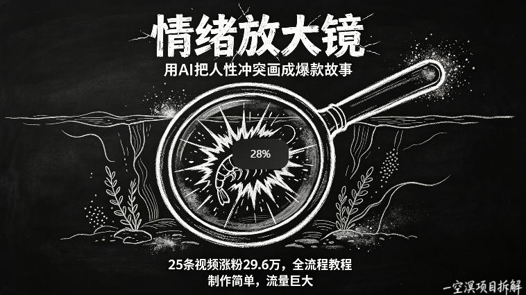 AI制作“情绪放大镜“视频，25条视频涨粉29.6W粉，流量巨大，制作简单，全流程教程-克用笔记