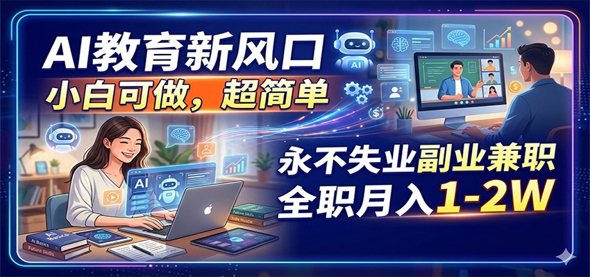AI教育新风口，小白可做，超简单，永不失业副业兼职 全职月入1-2W-克用笔记
