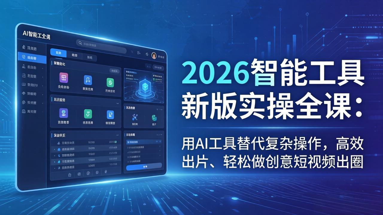 2026智能工具新版实操全课：用AI工具替代复杂操作，高效出片、轻松做创意短视频出圈-克用笔记