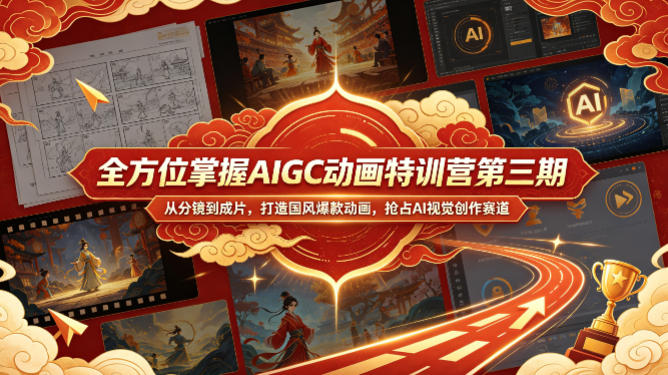 全方位掌握AIGC动画特训营第三期，从分镜到成片，打造国风爆款动画，抢占AI视觉创作赛道红利-克用笔记