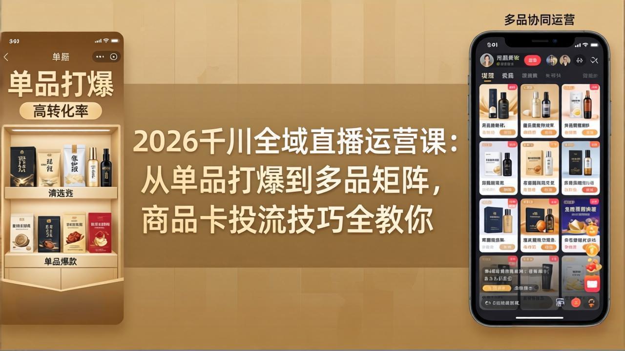 2026千川全域直播运营课：从单品打爆到多品矩阵，商品卡投流技巧全教你-克用笔记
